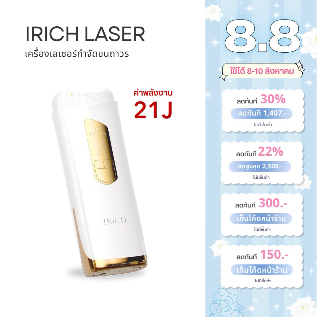 (พร้อมส่ง) IRICH เครื่องเลเซอร์ขน 21J (ไม่จำกัดช็อต)