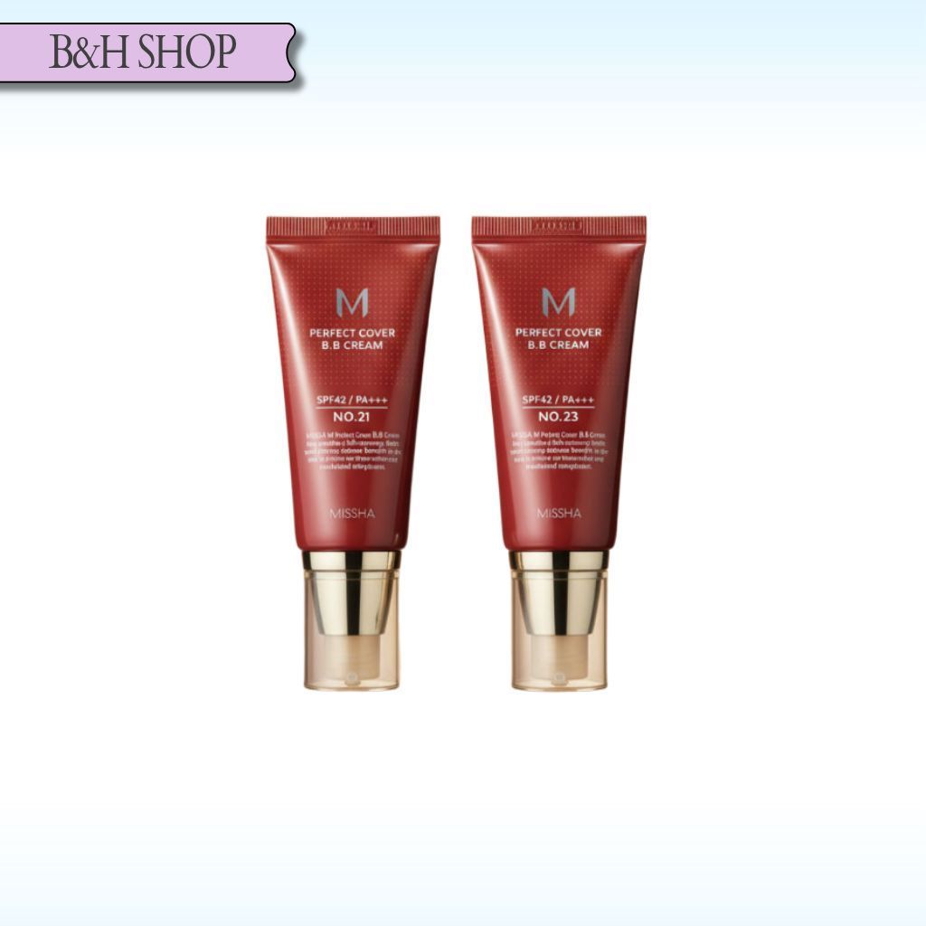 [missha] M Perfect Cover BB ครีม, SPF42/PA+++, No.21 และ No.23, 50ml, 2pcs / Korean BB Cream by b&h 