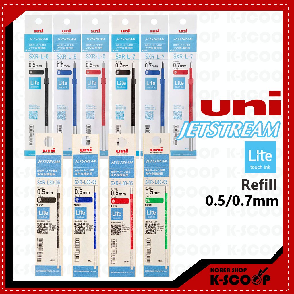 Uni Jetstream Lite Touch Ink ปากกาลูกลื่นเติม 0.5 มม. SXR-L-5 / 0.7 มม. SXR-L-7 / 0.5 มม. SXR-L80-05