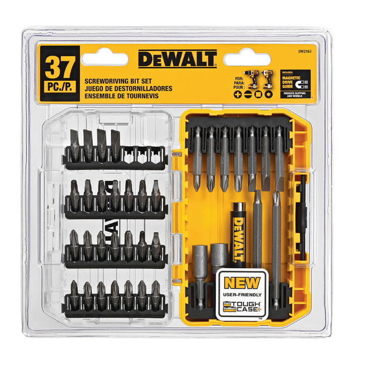 DEWALT DW2163 37PCS ไขควงชุด Bit ToughCase แม่เหล็กผู้ถือบิต Phillips Slotted Square Nut Driver เจาะ