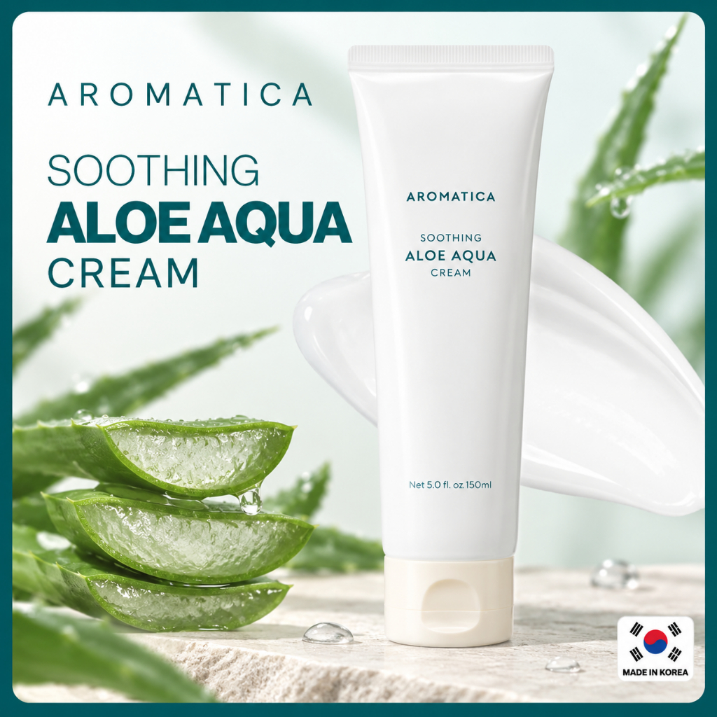 [AROMATICA] Soothing Aloe Aqua Cream 150ml / ครีมบํารุงผิวหน้าให้ความชุ่มชื้นเนื้อบางเบาพร้อม Fresh 