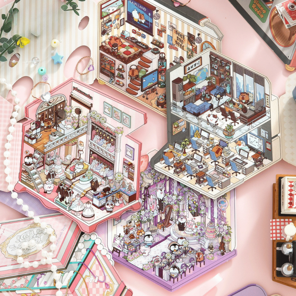 [KW] Mini Life Box Landscape Sticker 3D Scene Sticker สําหรับ Journaling, สมุดภาพ, บรรเทาความเครียด 