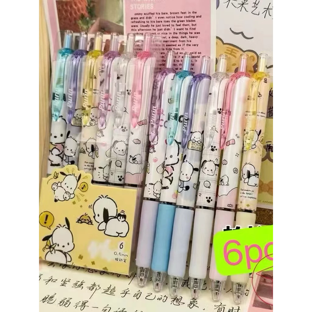 ชุดปากกาหมึกเจล 0.5 มม. ลายการ์ตูน แบบแห้งเร็ว สําหรับสํานักงาน จํานวน 6 ชิ้น (สีดำ )BB06