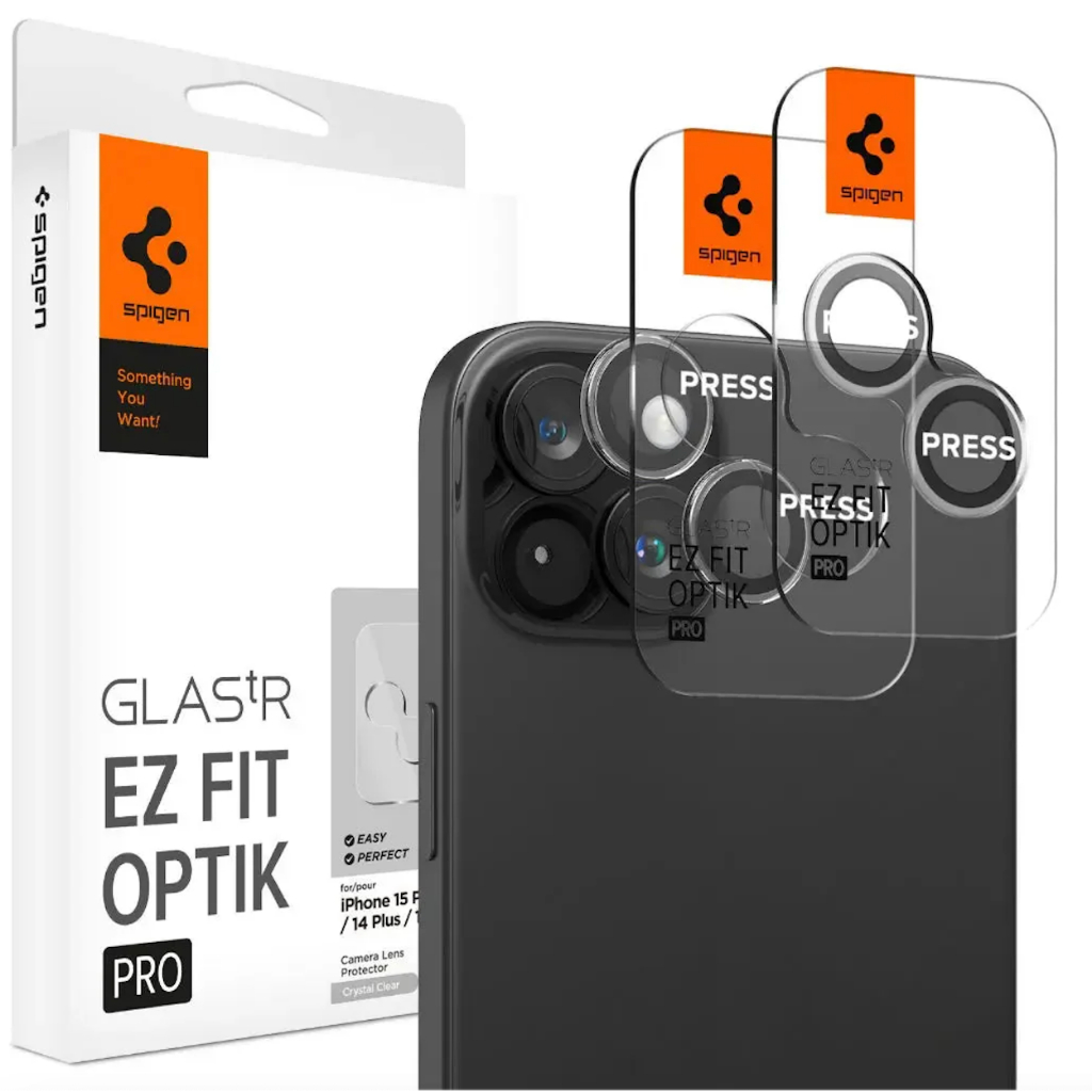 SPIGEN 2Pack ตัวป้องกันเลนส์กล้อง [EZ Fit Optik Pro] iPhone 15 Plus / iPhone 15 / 14 Plus / 14