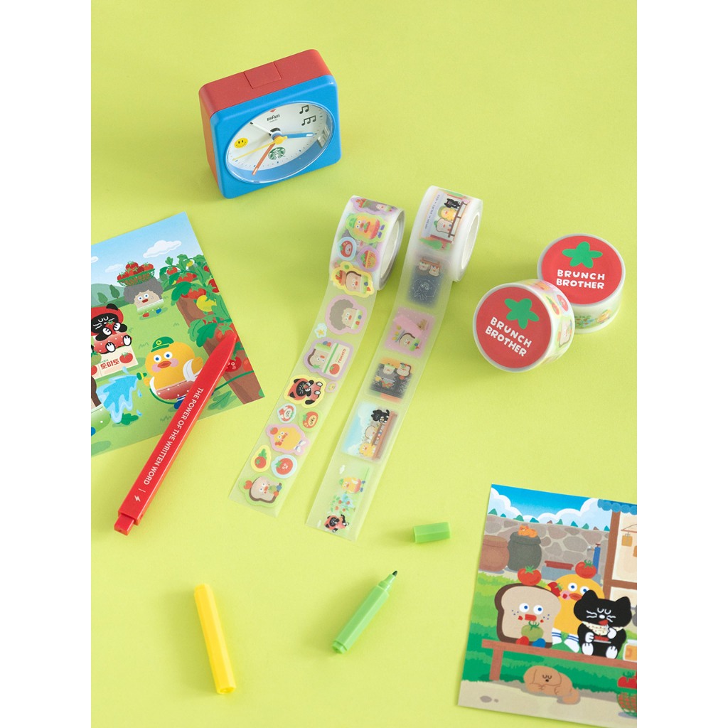 Romane Brunch Brother Kiss Cut Masking Tape 5m สําหรับไดอารี่วางแผนวารสารสมุดภาพ Deco