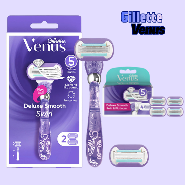 มีดโกน Gillette Venus Deluxe Smooth Swirl FlexiBall | ตลับมีดโกนและรีฟิลสําหรับผู้หญิง