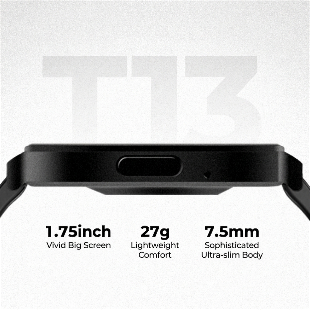 FDUCE T13 Smart Watch Silver 1.75" HD – โทรผ่านบลูทูธ, หน้าจอสัมผัสเต็มรูปแบบ, การติดตามกิจกรรมฟิตเน