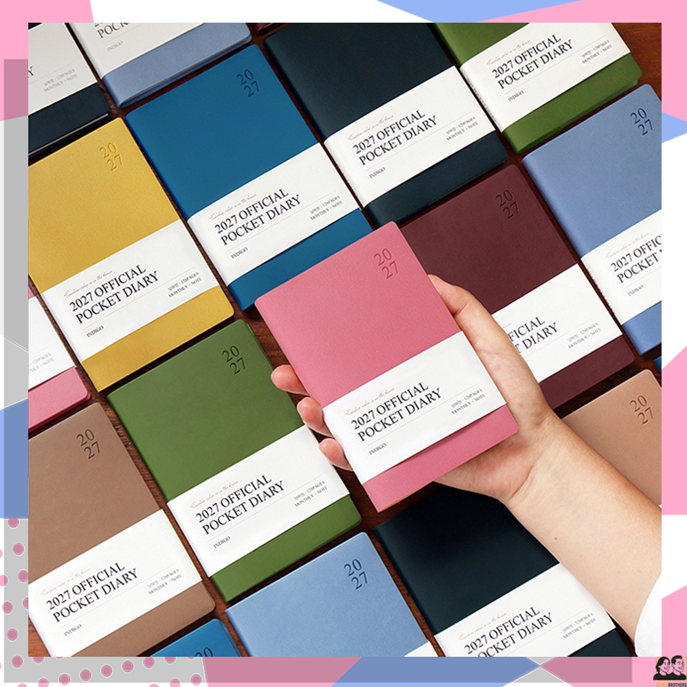 [Indigo] 2027 อย่างเป็นทางการ A6 Pocket Diary รายเดือน Planner หนัง PU 15 เดือน / ผลิตในเกาหลี