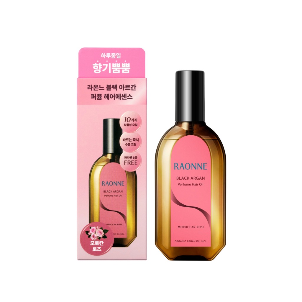 RAONNE Black Argan Perfume Hair Oil 100ml Moroccan Rose | Organic Argan Oil Fragrance Hair Essence ส