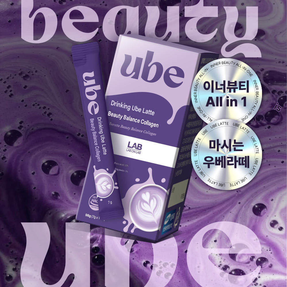 LAB ON LAB ดื่ม Ube Latte Beauty Balance Collagen 7g x14 Sticks 98g ผงเครื่องดื่ม Ube เกาหลี