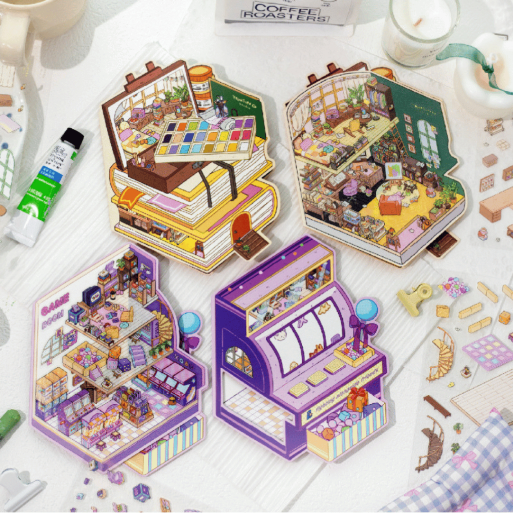 [KW] Dream & Play Studio Landscape Sticker 3D Scene Sticker for Journaling, สมุดภาพ, บรรเทาความเครีย