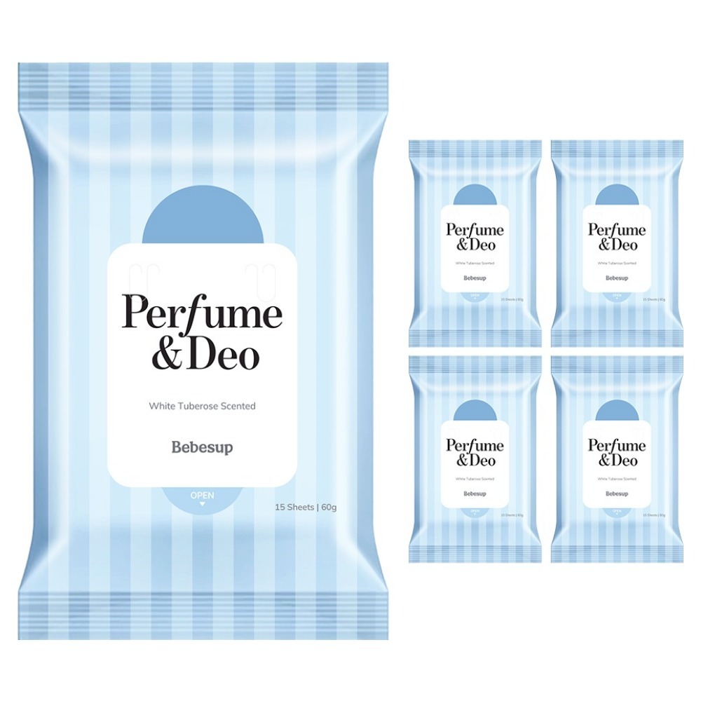 Bebesup Perfume & Deodorant Tissue 15 แผ่นแบบพกพา Body Wipes Perfumed Deodorant Wipes Daily Body Car