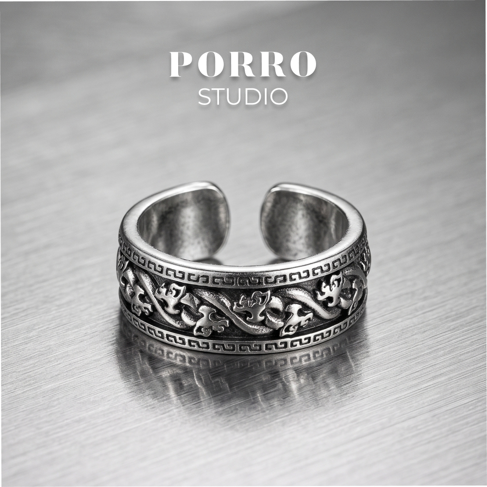 [SG] Aegis Talon Ring Silver Biker Bony Claw Band Vintage Punk Mythlogical Adjustable Ring ผู้ชายผู้
