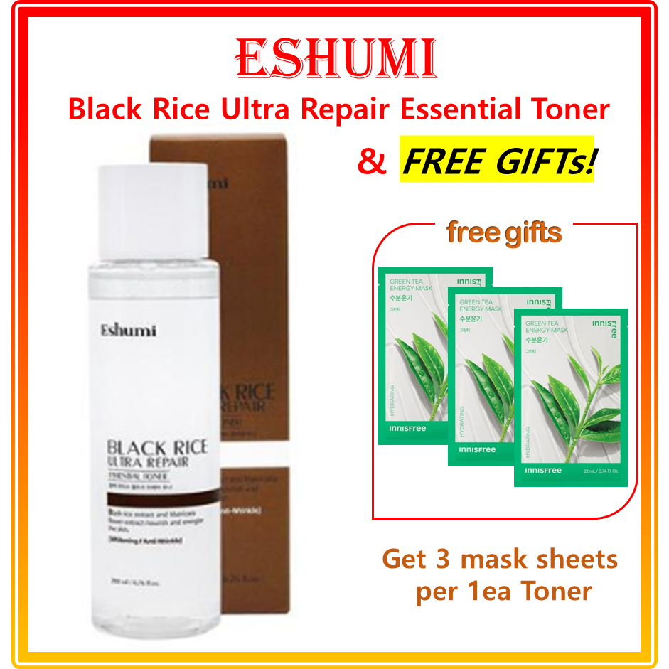 Eshumi Black rice Ultra Repair โทนเนอร์ที่จําเป็น (Free gift★ innisfree Energy Mask X 3EA) / Eshumi 