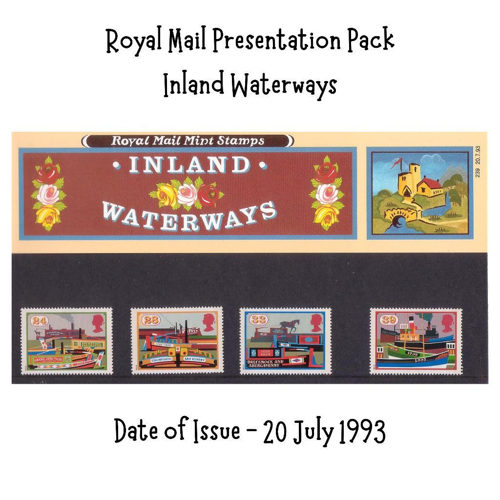 UK Stamps Inland Waterways 1993 ฉบับที่ระลึก Royal Mail Presentation Pack แสตมป์มิ้นต์