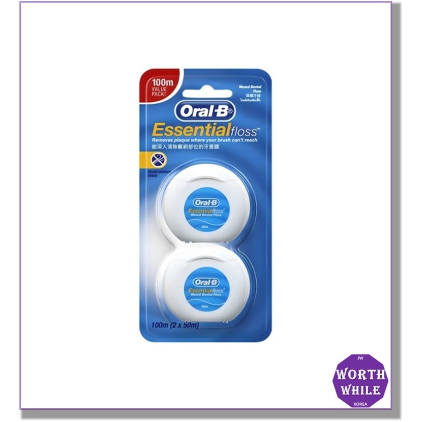 Oral B Essential Floss Waxed Dental Floss 50ml*2ea