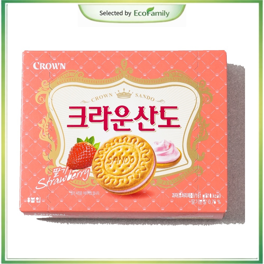 [CROWN] Sando Strawberry Sandwich Biscuit 161g | คุกกี้สอดไส้ครีมเกาหลี