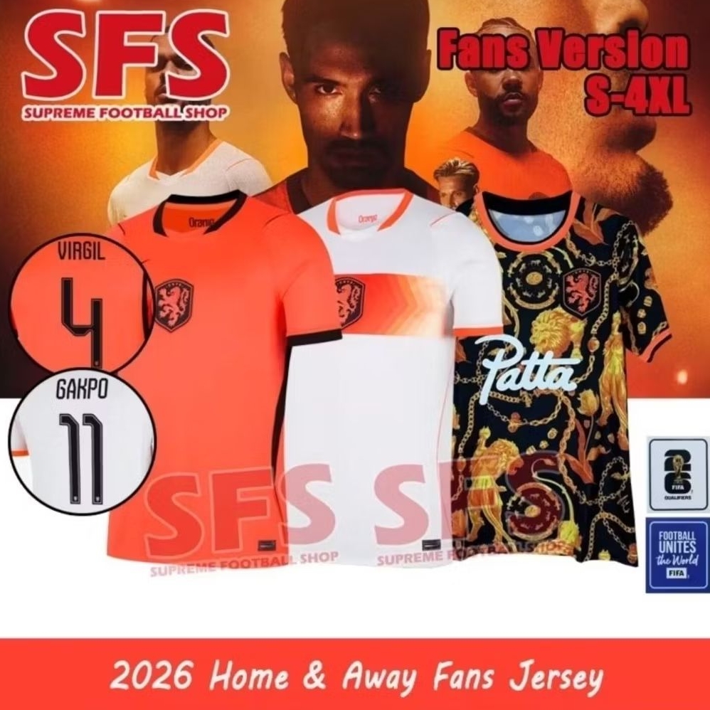 SFS คุณภาพสูง 2026 เนเธอร์แลนด์ Jersey Men Holland Football Soccer Jersey Sport Top แฟนรุ่น S-4XL