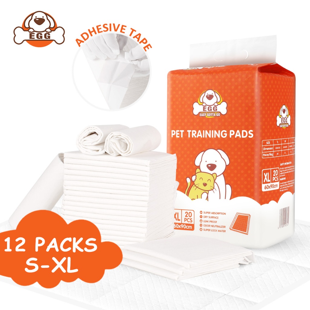 EGG 12 Packs แผ่นรองฝึกซ้อมสําหรับสุนัขแมว เทปแผ่นรองฉี่ ถาดกําจัดกลิ่น Wee