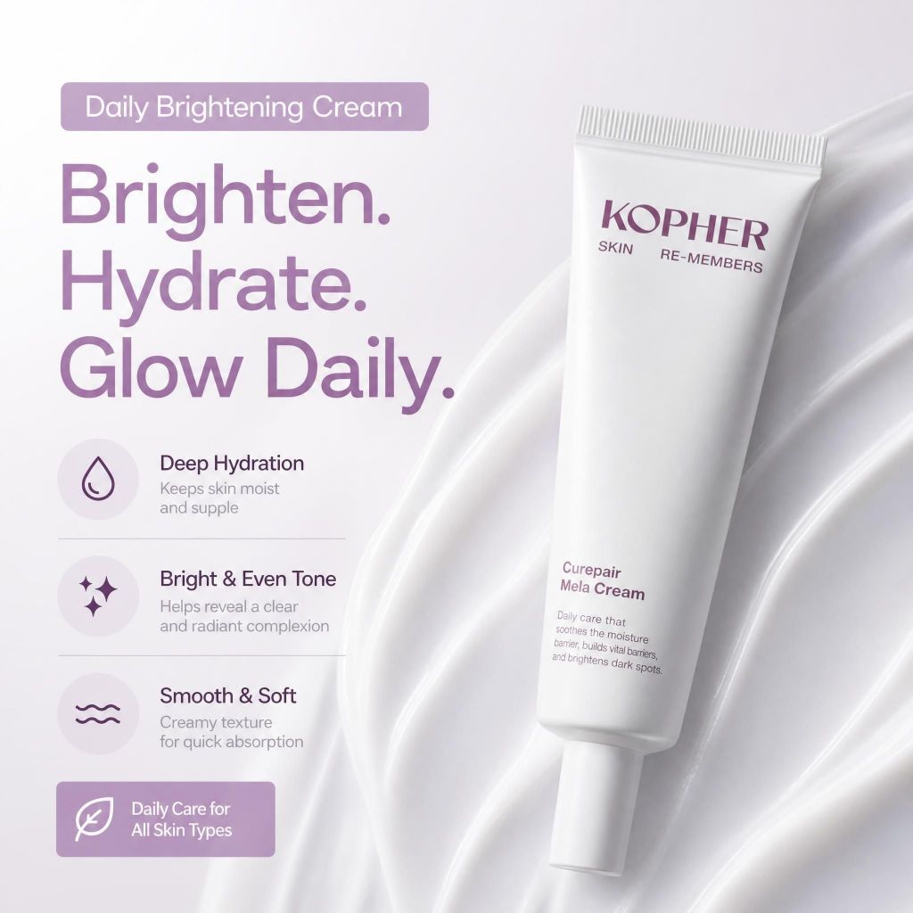 KOPHER Mela Cream 35ml, Daily Brightening & Skin Tone Care Cream