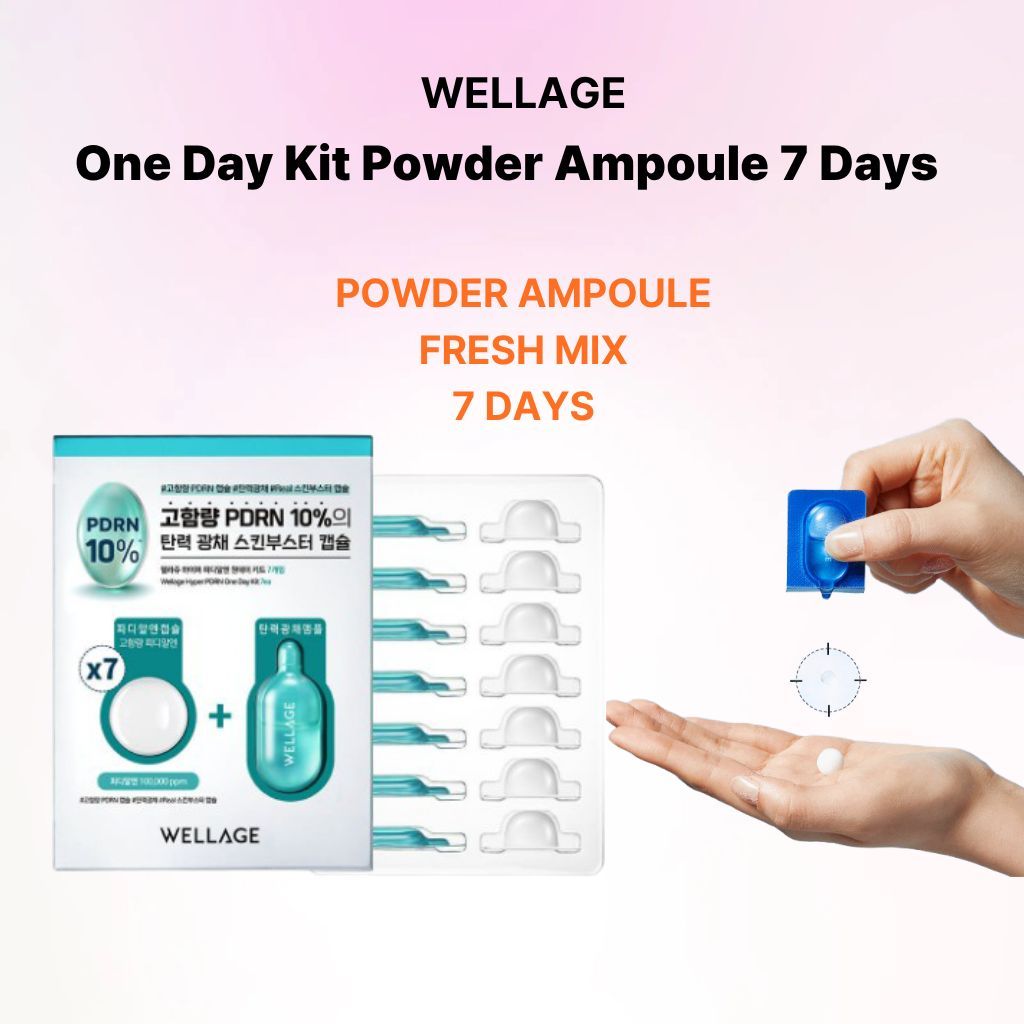 WELLAGE One Day Kit Powder Ampoule 7 Days Hyaluronic PDRN Gold Collagen Cica Capsule Serum สกินแคร์เ