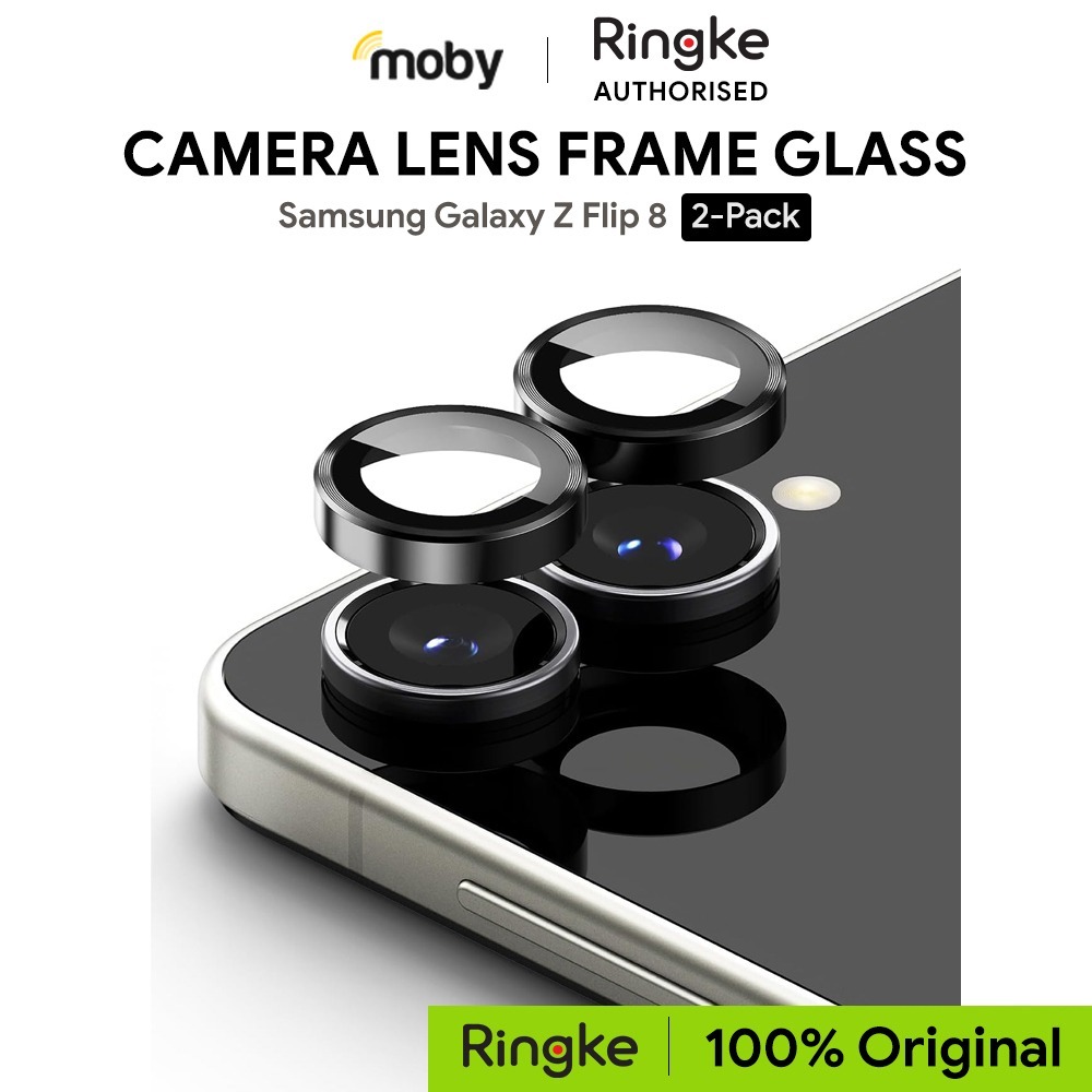 กระจกกรอบเลนส์กล้อง Ringke สําหรับ Samsung Galaxy Z Flip 8 (2-Pack) - สีดํา