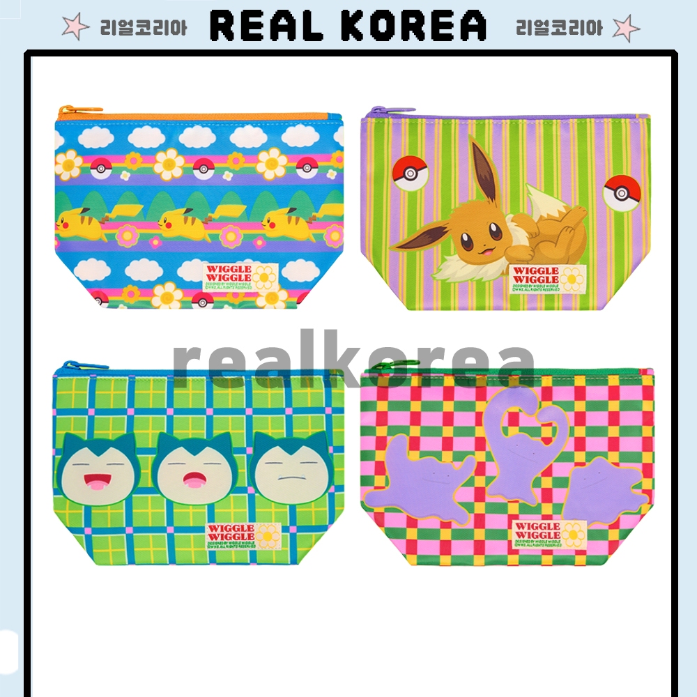 Wiggle Wiggle Pokémon ออกแบบพิเศษรูปแบบกระเป๋า Pikachu Ditto Snorlax Eevee เครื่องสําอางแต่งหน้า Travel Organizer เกาหลี Limited