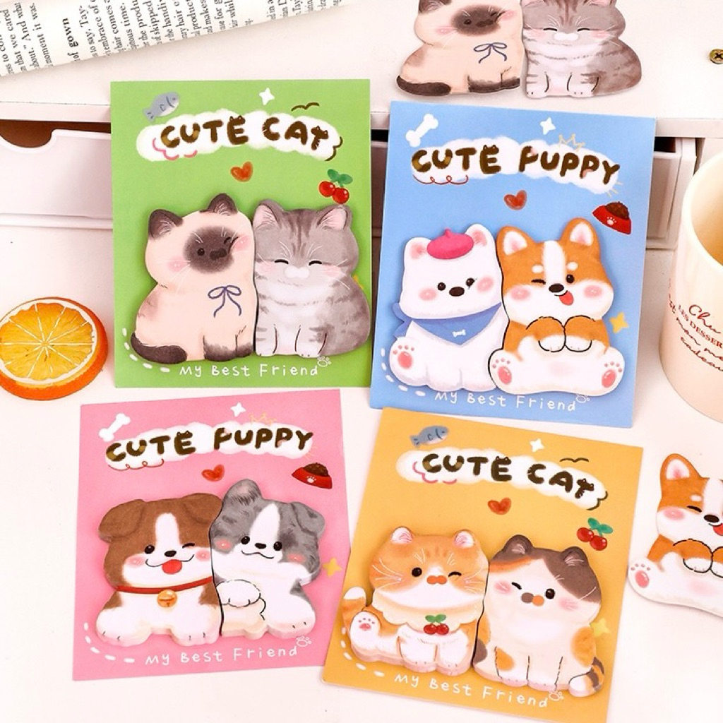 <พร้อมส่ง> โน๊ตกาวกระดาษ 🐱 Sofa Cats 🛋️ ตั้งStandy แมวน้อย 120แผ่น มีกาว กระดาษโน๊ต เมมโม memo สติ๊กเกอร์โน๊ต หมา สัตว์