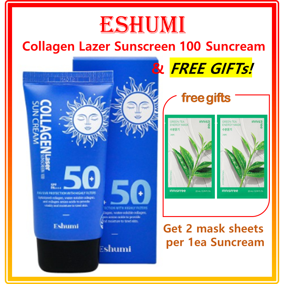 Eshumi Collagen Razer Sunscreen 100 Suncream (ของแถม★ Innisfree Energy Mask X 2EA)