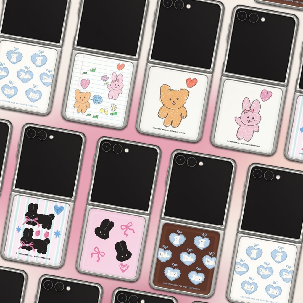 เคสโทรศัพท์อีพ็อกซี่เกาหลี ~ Z Flip 7 เปิดตัว~ ป้องกันกันชนสีเงินสีสันสดใสออกแบบคู่น่ารัก SAMSUNG Z Flip Series 7 6 5