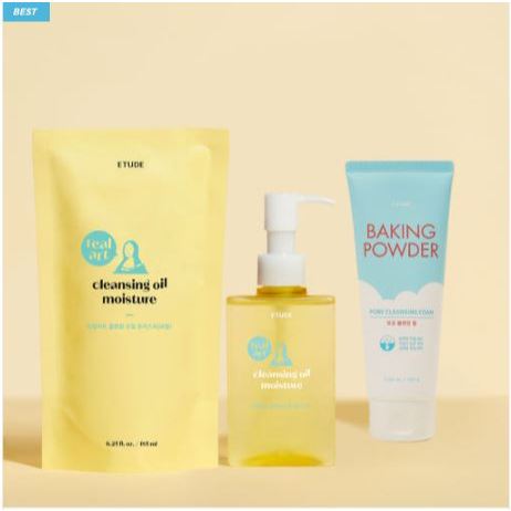 ETUDE NEW Real Art Cleansing Oil Moisture 185ml(+รีฟิล 185ml +bb คลีนซิ่งฟอร์ม160g)/ 185ml(+bb คลีนซ