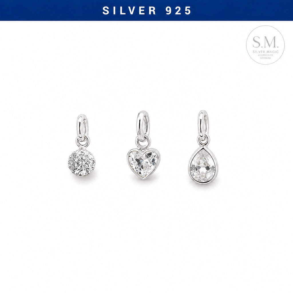 จี้เงินแท้ เพชรcz (เฉพาะจี้) silver925 ไม่คัน ไม่ลอก คนแพ้ใส่ได้