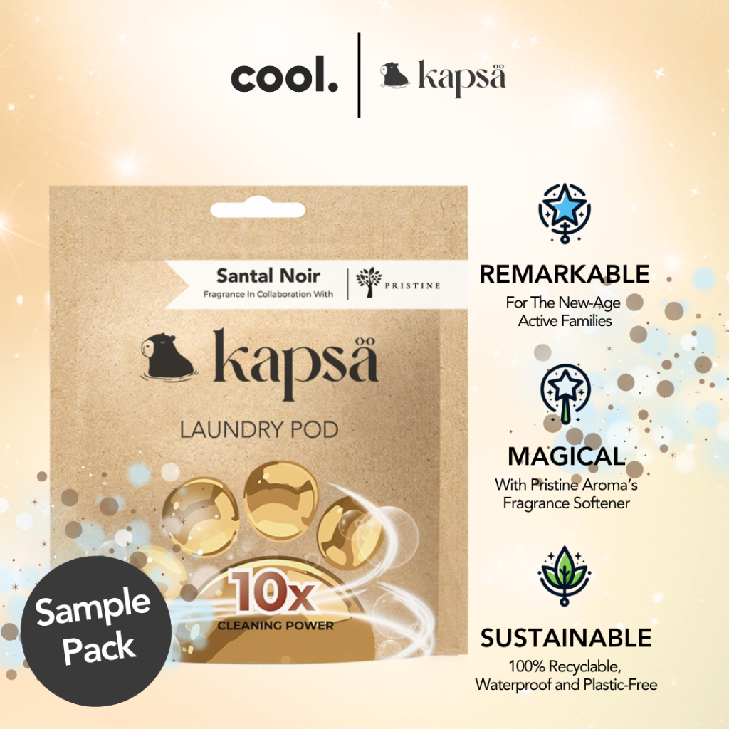 Kapsa 10-in-1 Laundry Pods Sample Pack Single Capsule - พร้อมน้ํายาปรับผ้านุ่ม Santal Noir
