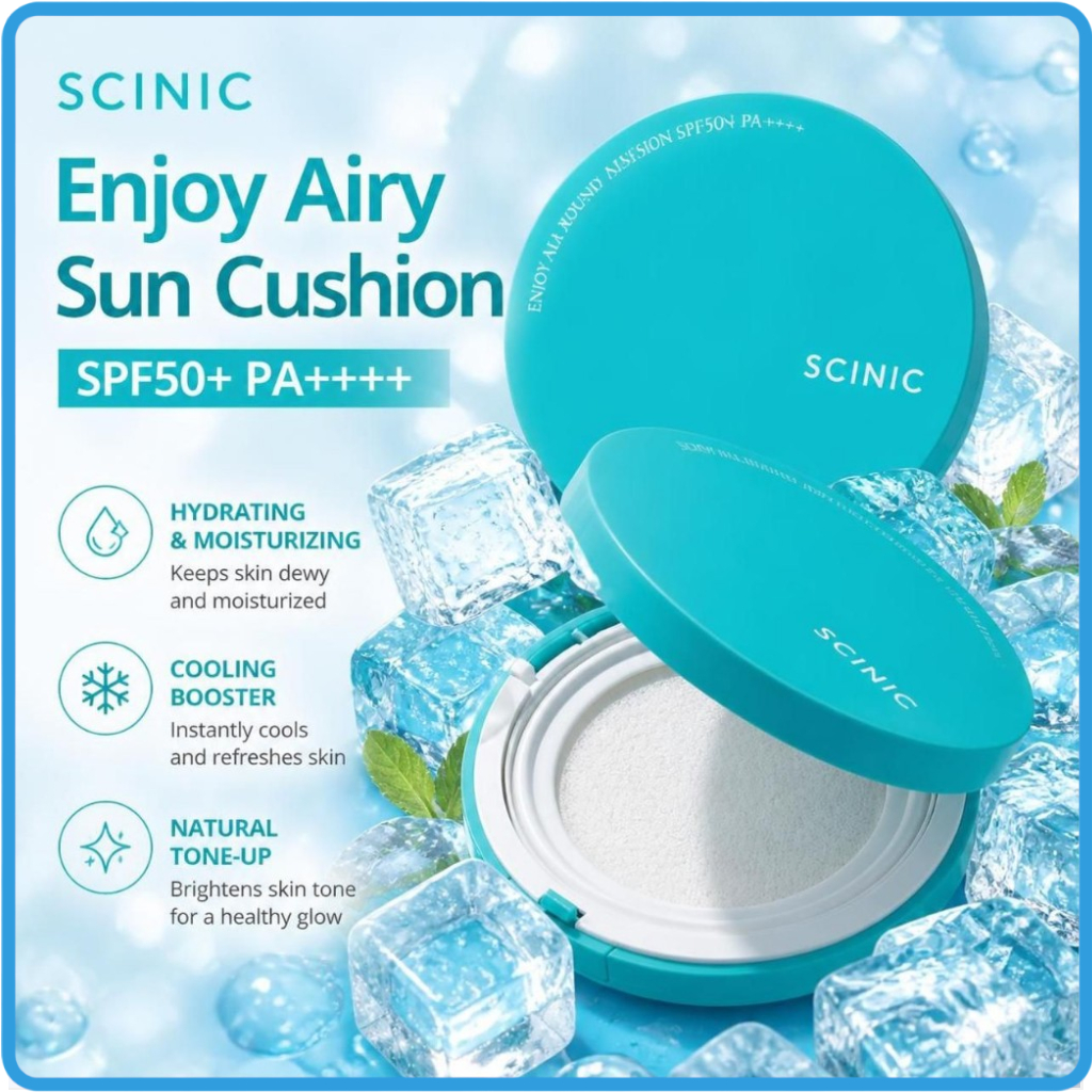 [Scinic] Enjoy Airy Sun Cushion SPF50+ PA++++, 25g, 1pc l UV Protection l Natural Tone-Up Lightweigh