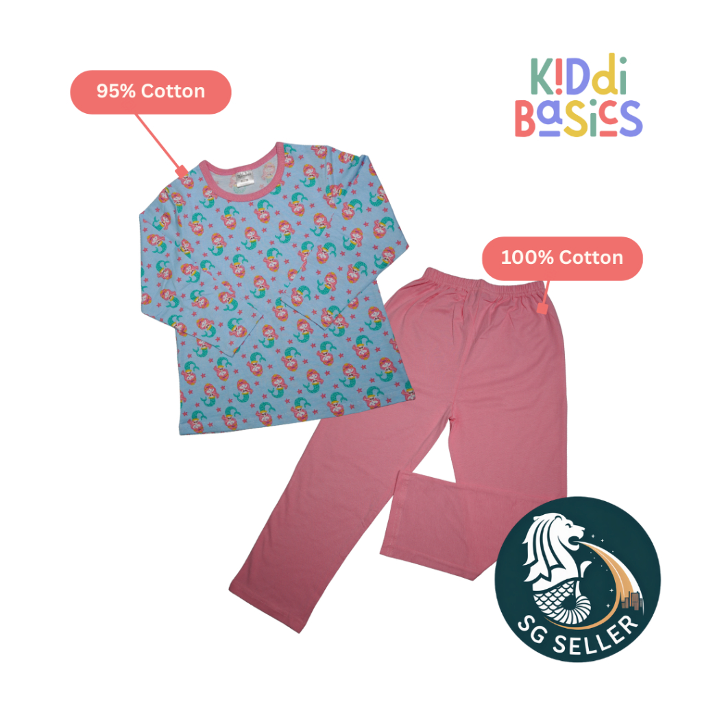 [ผู้ขาย SG] Soft Cotton Girls Pyjama ชุดนอนเด็ก ชุดนอนสบาย