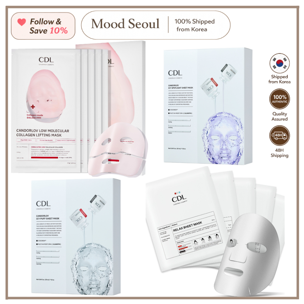 [CANDORLOV] มาส์กยกกระชับคอลลาเจนเกาหลี / มาส์กแผ่นผ่อนคลาย / มาส์กพัฟ Icy / หน้ากากสปอตไลท์ | Hydra