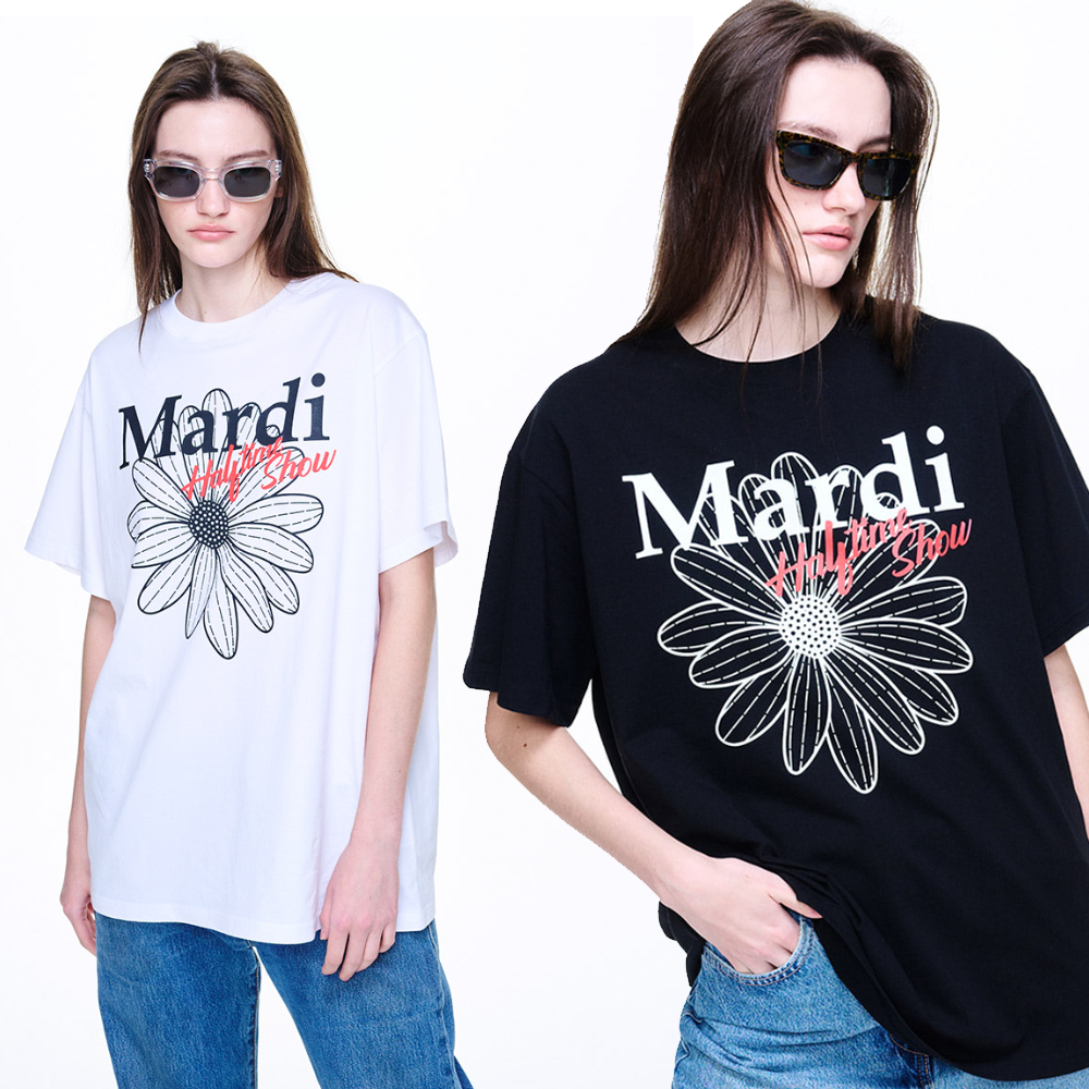 เสื้อยืด Mardi Mercredi UNISEX FLOWERMARDI HALFTIME SHOW สีดําสีขาว