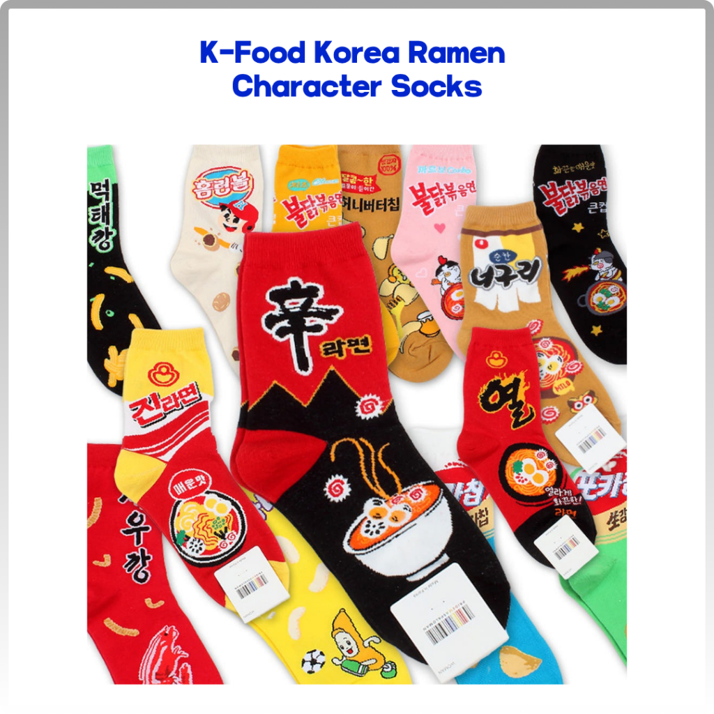 K-Food Korea Ramen Character Socks / Fun Multi-Design / โดย ไข่เจียว