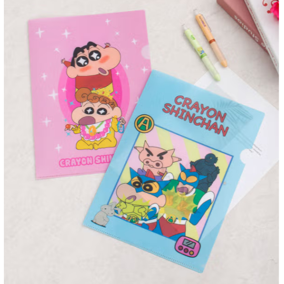 Crayon Shincha nClear File Folder Set (2 ชิ้น) – Daiso Official เกาหลี | A4 ขนาด 2231ซม
