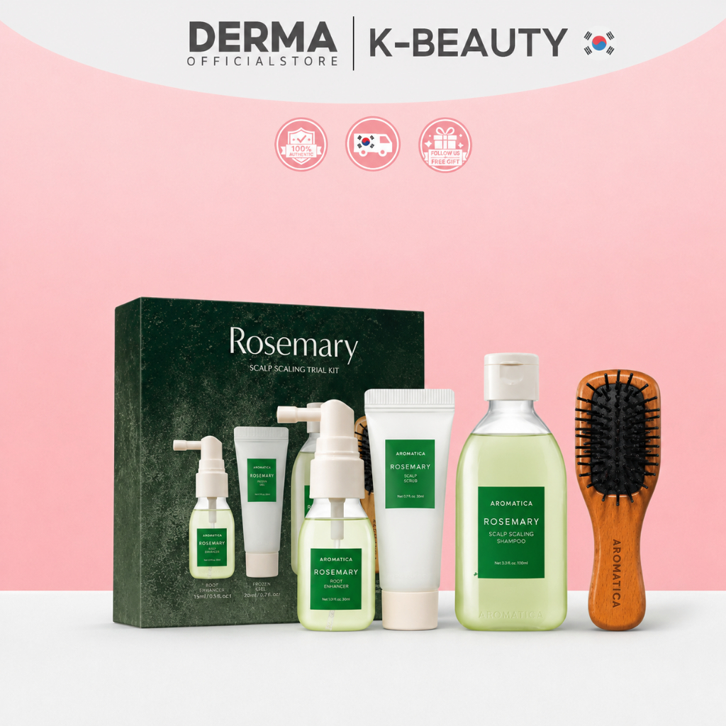 AROMATICA Rosemary Scalp Scaling Trial Kit - Travel Size Hair Care Gentle Exfoliating Scalp Care for Hair Growth