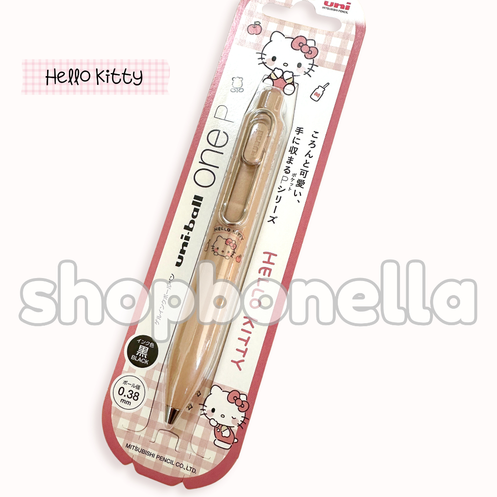 สต็อกพร้อม | ปากกาลูกลื่น Sanrio Uni-ball One P Check Design Hello Kitty 0.38มม