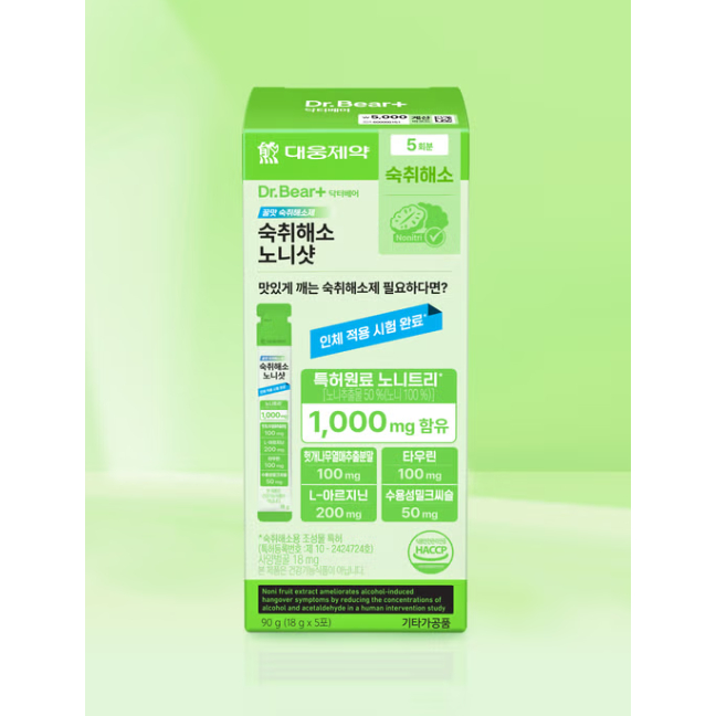 Daeworong Dr.Bear+ Noni Shot Hangover Relief Jelly Stick (5 ซอง) / เจลลี่แก้อาการเมาค้าง