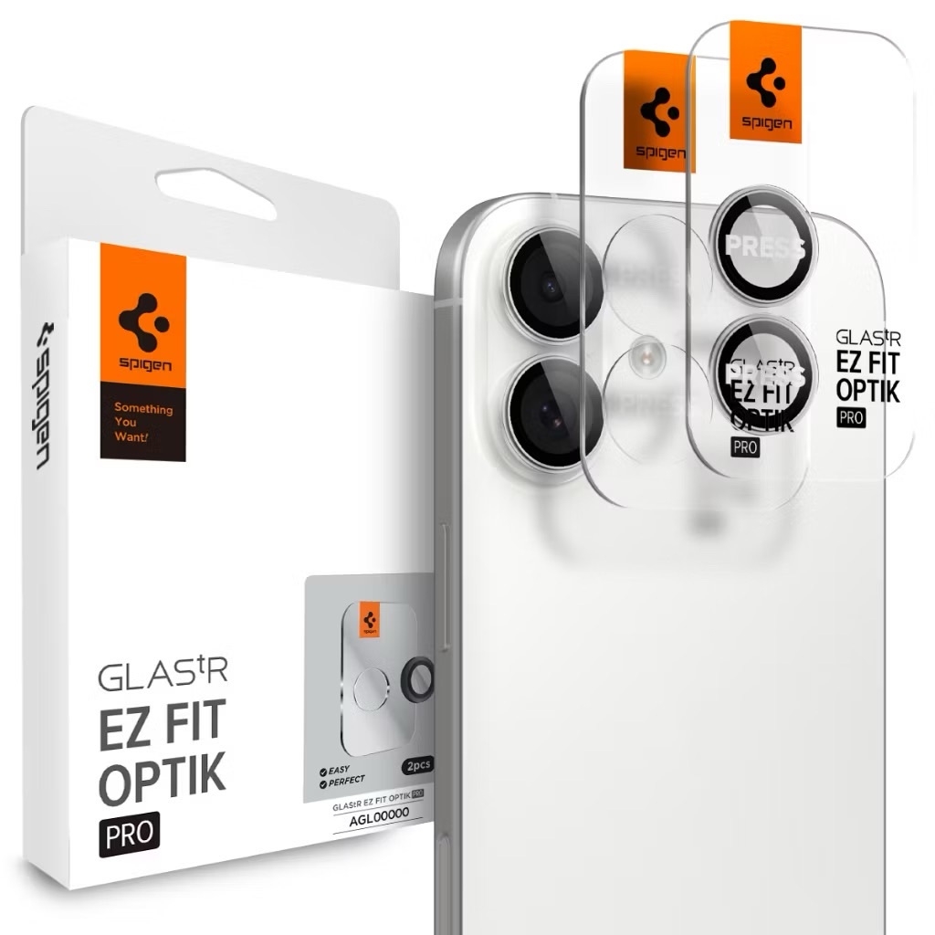 SPIGEN 2Pack ตัวป้องกันเลนส์กล้อง [EZ Fit Optik Pro] iPhone 17 / iPhone 16 Plus / iPhone 16 Tempered