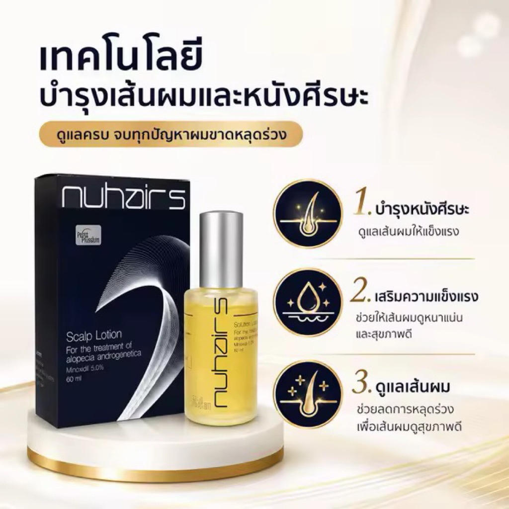 Nuhairs Scalp Lotion 5% ผลิตภัณฑ์ดูแลเส้นผมและหนังศีรษะ สำหรับผู้ที่มีผมบาง