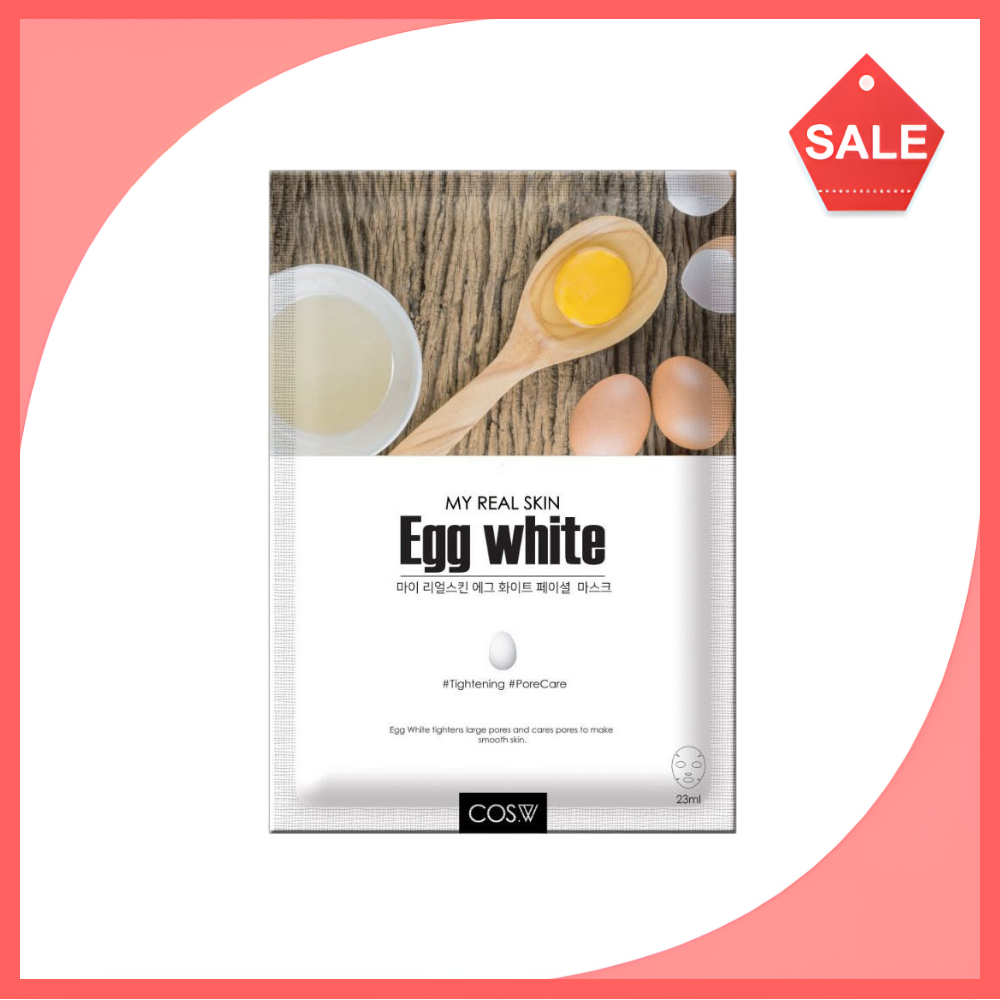 COS.W My Real Skin Egg White Facial Mask 23ml - Hydrating & Pore Care Sheet Mask