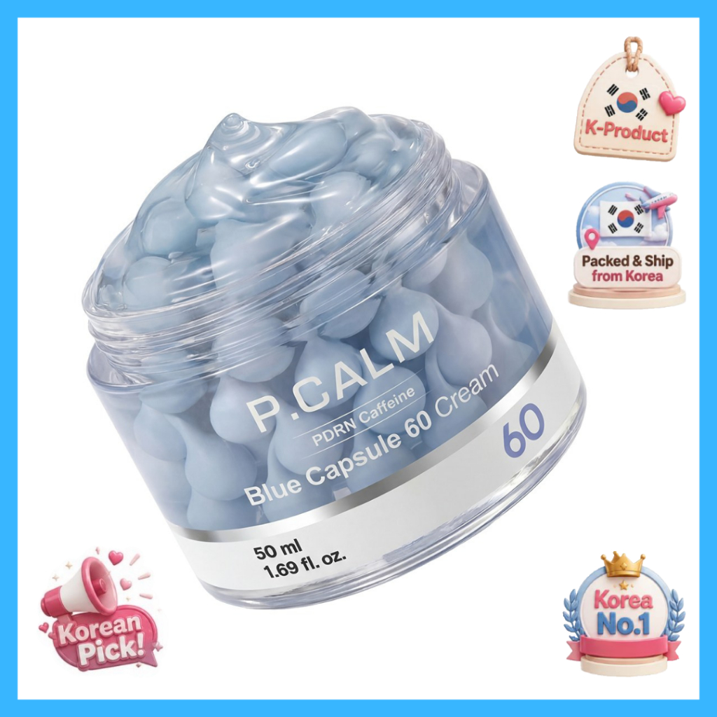 [P.CALM] PDRN Caffeine Blue Capsule 60 Cream 50ml Korean Skincare Hydrating Capsule Gel Moisturizing