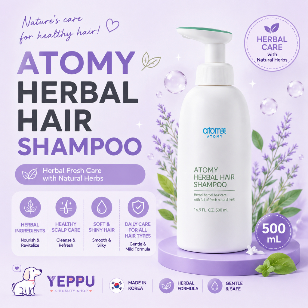 [ATOMY] HERBAL HAIR SHAMPOO 500ml ผลิตภัณฑ์ดูแลเส้นผมสมุนไพรเกาหลีสําหรับผมที่ดูดีและหนังศีรษะเพื่อส