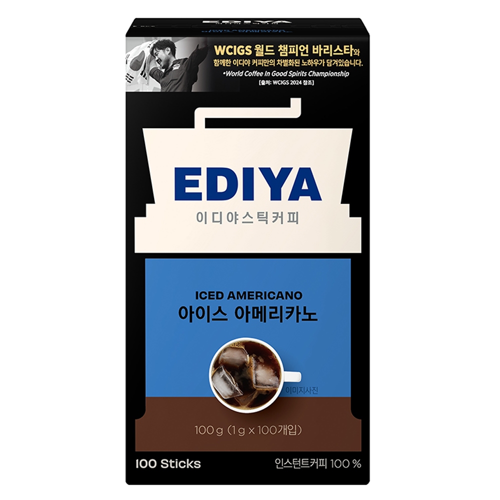 EDIYA กาแฟสําเร็จรูป Iced Americano 100 แท่ง
