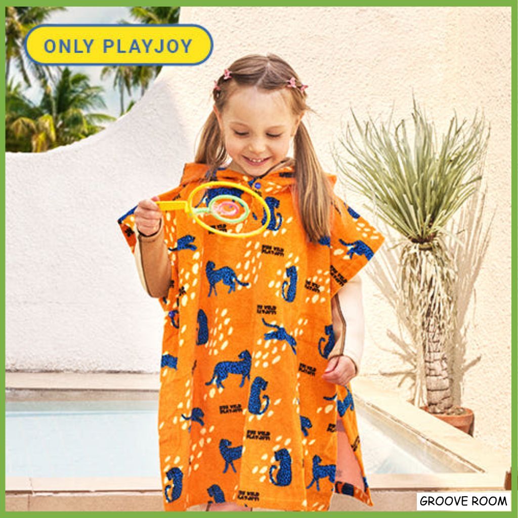 Playjoy Kids Hooded Beach Poncho 100% Oeko-Tex Cotton Bath Towel Robe