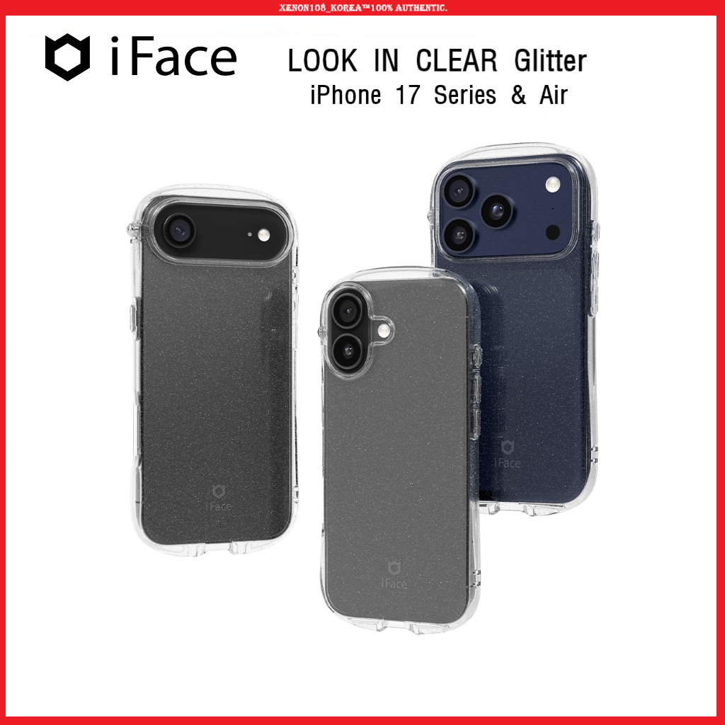 (iFace) LOOK IN CLEAR Glitter Clear Case สําหรับ iPhone 17 Series – กันกระแทก, Premium Protection
